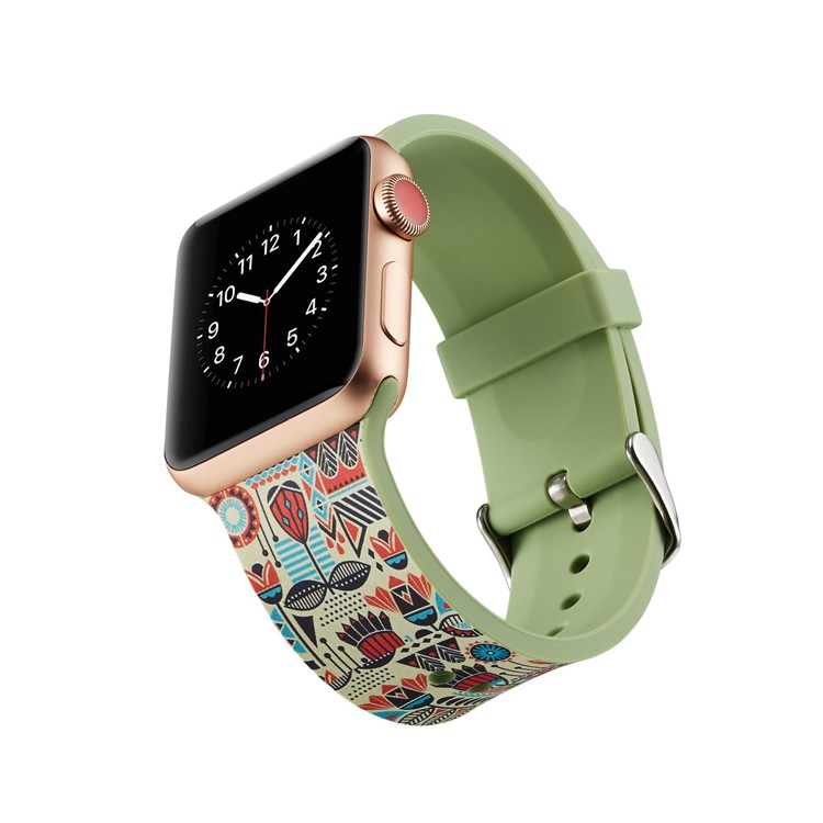 Pattern Printing Soft Silicone Wrist Watch Band Strap for Apple Watch Series 4 40mm / Series 3 2 1 38mm - Colorful Design-2