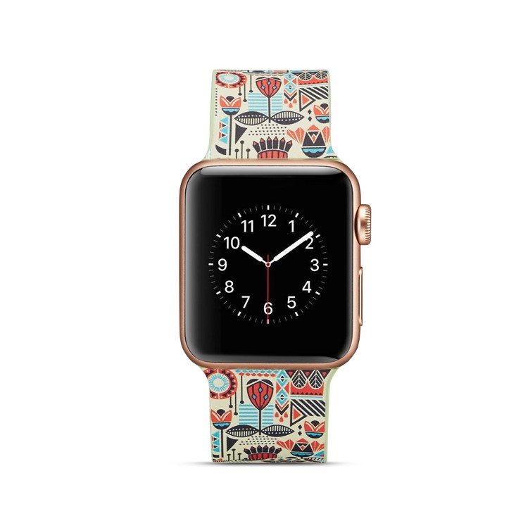 Pattern Printing Soft Silicone Wrist Watch Band Strap for Apple Watch Series 4 40mm / Series 3 2 1 38mm - Colorful Design-5