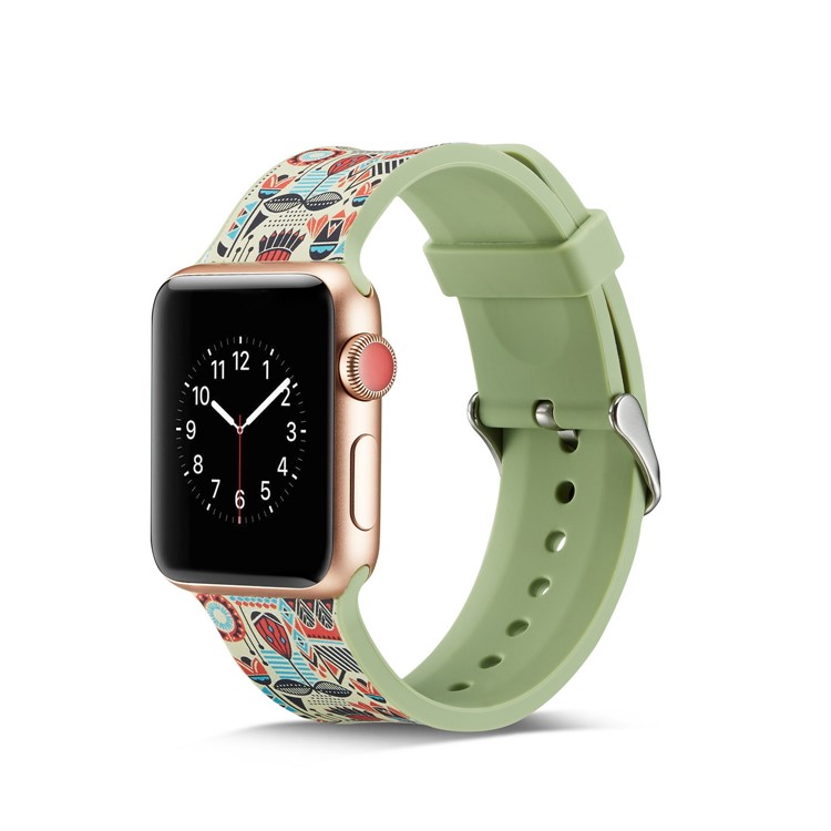 Pattern Printing Soft Silicone Wrist Watch Band Strap for Apple Watch Series 4 40mm / Series 3 2 1 38mm - Colorful Design-6