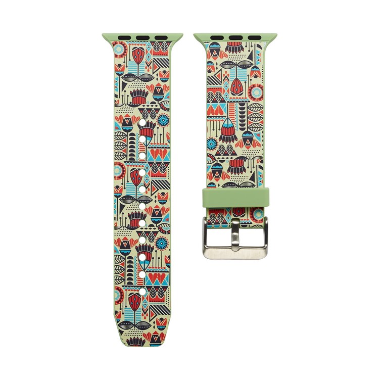 Pattern Printing Soft Silicone Wrist Watch Band Strap for Apple Watch Series 4 40mm / Series 3 2 1 38mm - Colorful Design-7