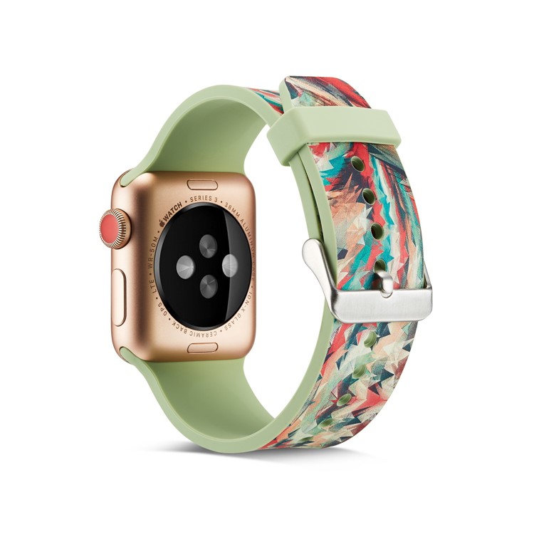 Pattern Printing Flexible Silicone Wrist Strap for Apple Watch Series 4 40mm / Series 3 2 1 38mm - Colorful Geometric Pattern-1