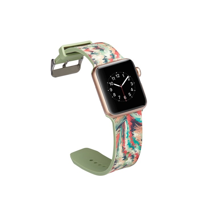 Pattern Printing Flexible Silicone Wrist Strap for Apple Watch Series 4 40mm / Series 3 2 1 38mm - Colorful Geometric Pattern-3