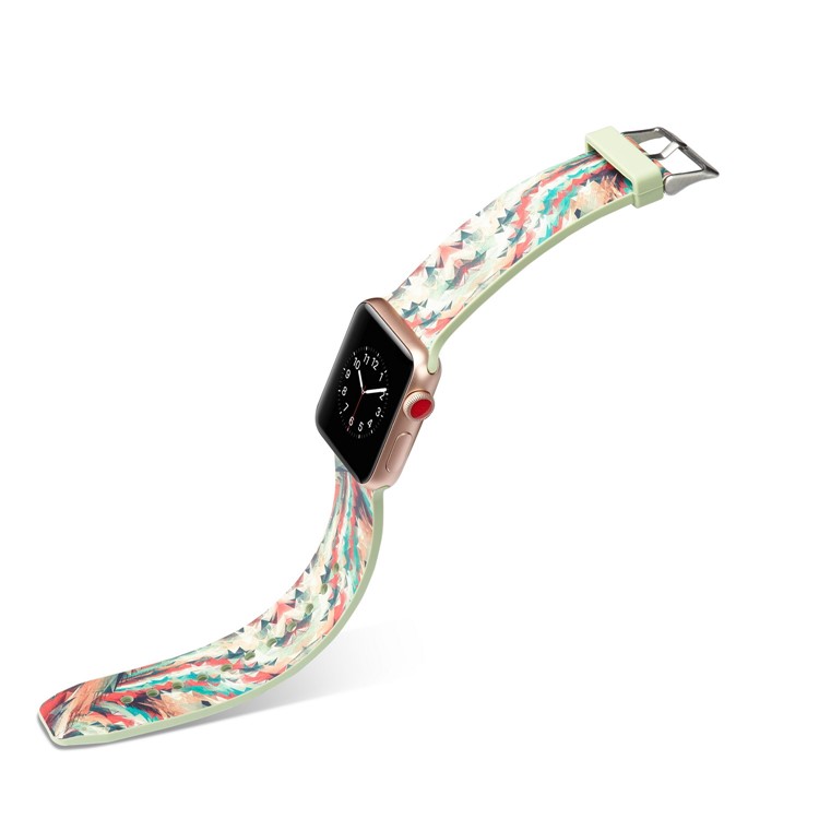 Pattern Printing Flexible Silicone Wrist Strap for Apple Watch Series 4 40mm / Series 3 2 1 38mm - Colorful Geometric Pattern-4