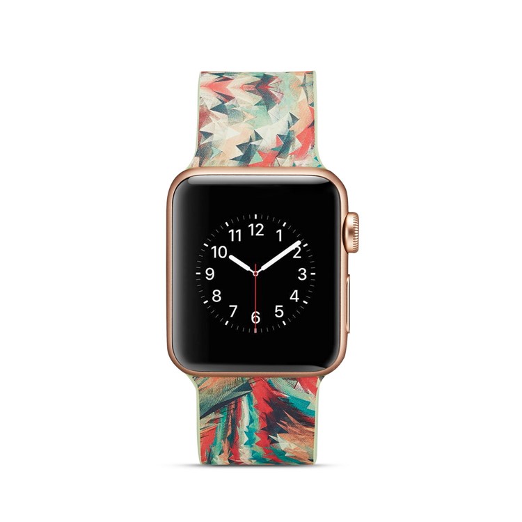 Pattern Printing Flexible Silicone Wrist Strap for Apple Watch Series 4 40mm / Series 3 2 1 38mm - Colorful Geometric Pattern-5
