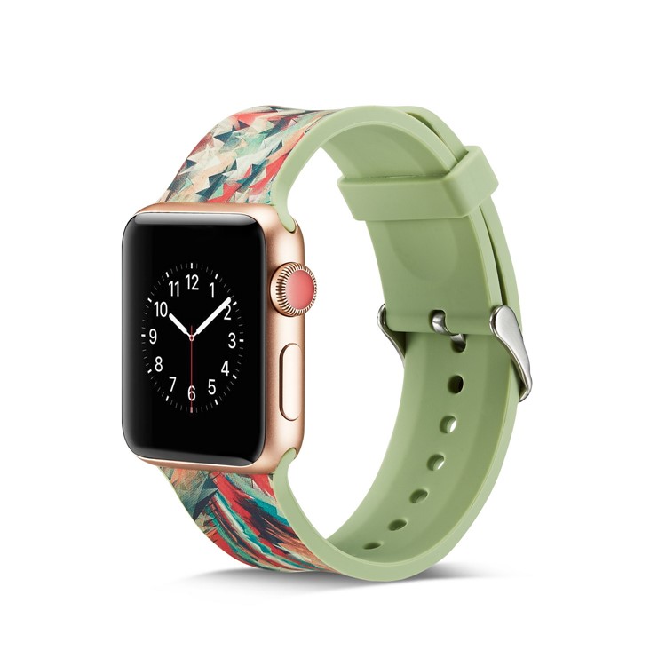 Pattern Printing Flexible Silicone Wrist Strap for Apple Watch Series 4 40mm / Series 3 2 1 38mm - Colorful Geometric Pattern-6