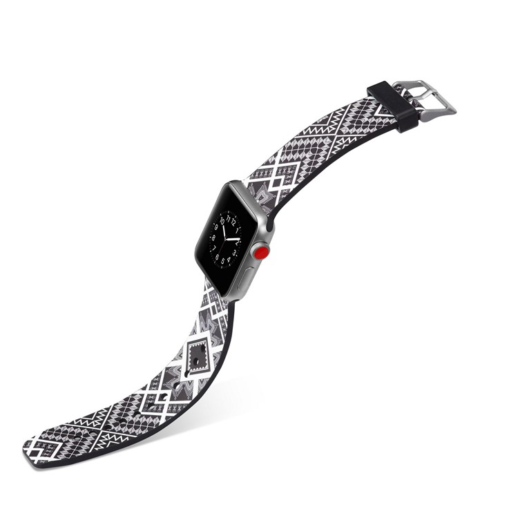Patterned Silicone Watchband Wrist Strap for Apple Watch Series 4 40mm / Series 3 2 1 38mm - Quadrangle-4