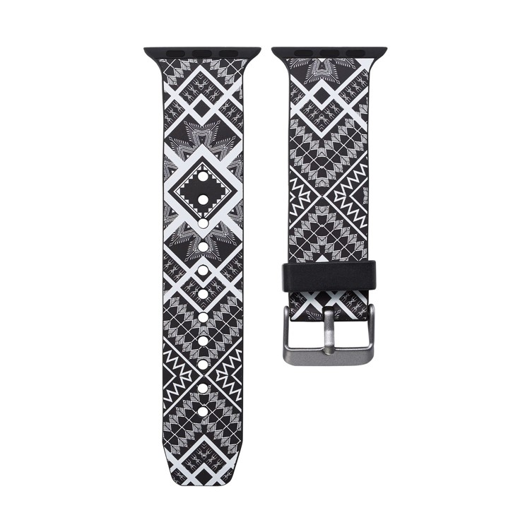 Patterned Silicone Watchband Wrist Strap for Apple Watch Series 4 40mm / Series 3 2 1 38mm - Quadrangle-7