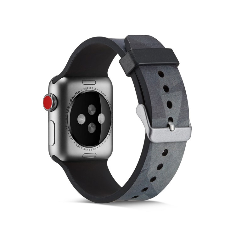 Pattern Printing Soft Silicone Watch Band Wrist Strap Part for Apple Watch Series 4 40mm / Series 3 2 1 38mm - Grey Triangle-1