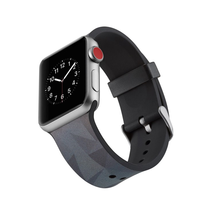 Pattern Printing Soft Silicone Watch Band Wrist Strap Part for Apple Watch Series 4 40mm / Series 3 2 1 38mm - Grey Triangle-2