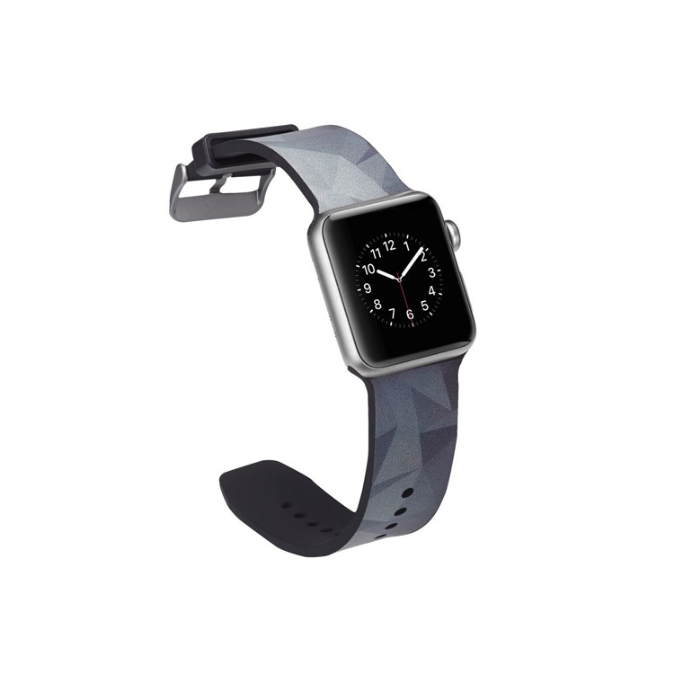 Pattern Printing Soft Silicone Watch Band Wrist Strap Part for Apple Watch Series 4 40mm / Series 3 2 1 38mm - Grey Triangle-3