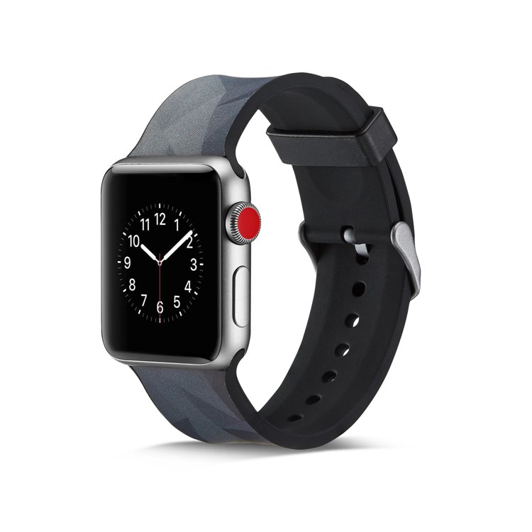 Pattern Printing Soft Silicone Watch Band Wrist Strap Part for Apple Watch Series 4 40mm / Series 3 2 1 38mm - Grey Triangle-6