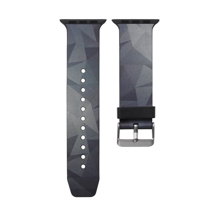 Pattern Printing Soft Silicone Watch Band Wrist Strap Part for Apple Watch Series 4 40mm / Series 3 2 1 38mm - Grey Triangle-7