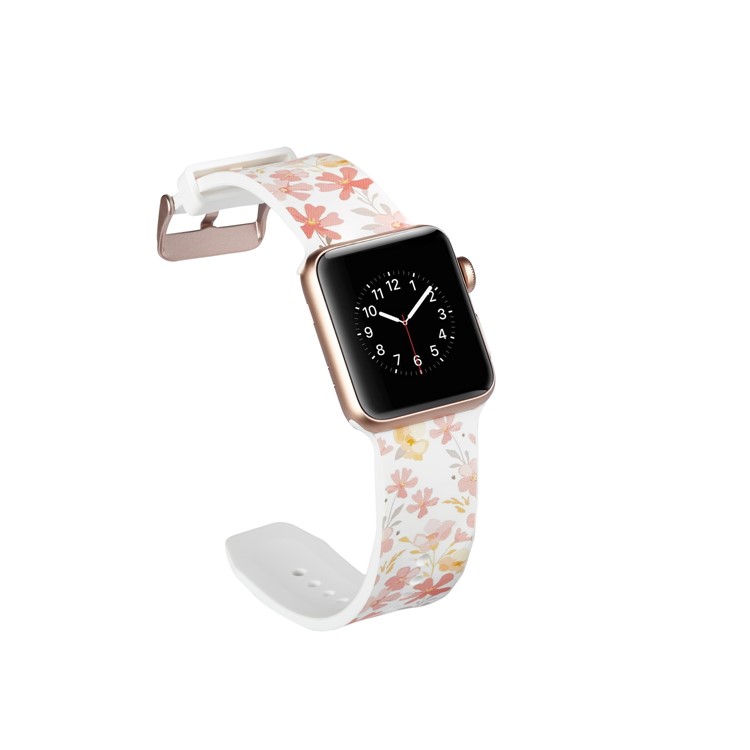 Pattern Printing Soft Silicone Wrist Strap for Apple Watch Series 4 44mm / Series 3 2 1 42mm - Elegant Flowers-2