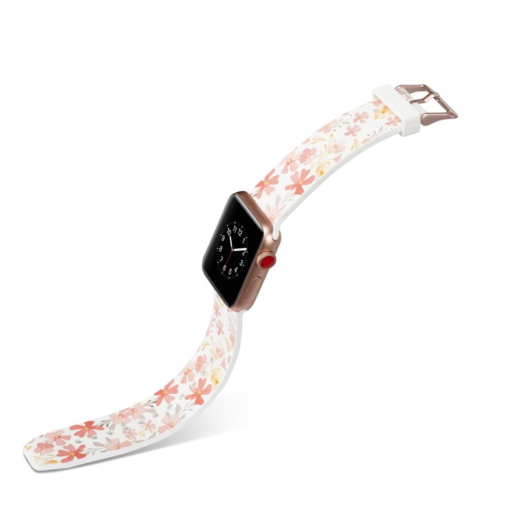 Pattern Printing Soft Silicone Wrist Strap for Apple Watch Series 4 44mm / Series 3 2 1 42mm - Elegant Flowers-3