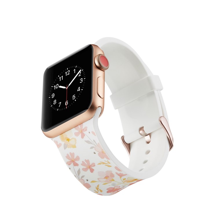 Pattern Printing Soft Silicone Wrist Strap for Apple Watch Series 4 44mm / Series 3 2 1 42mm - Elegant Flowers-4