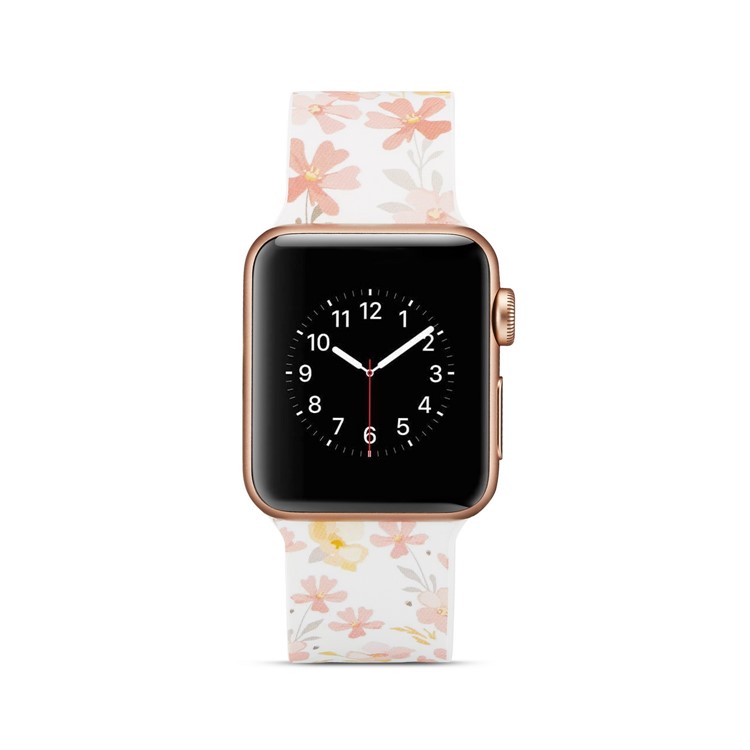 Pattern Printing Soft Silicone Wrist Strap for Apple Watch Series 4 44mm / Series 3 2 1 42mm - Elegant Flowers-5