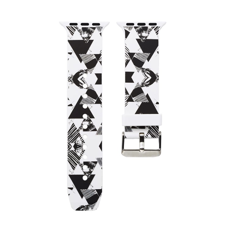Pattern Printing Soft Silicone Watch Band for Apple Watch Series 4 44mm / Series 3 2 1 42mm - Triangle Pattern-1