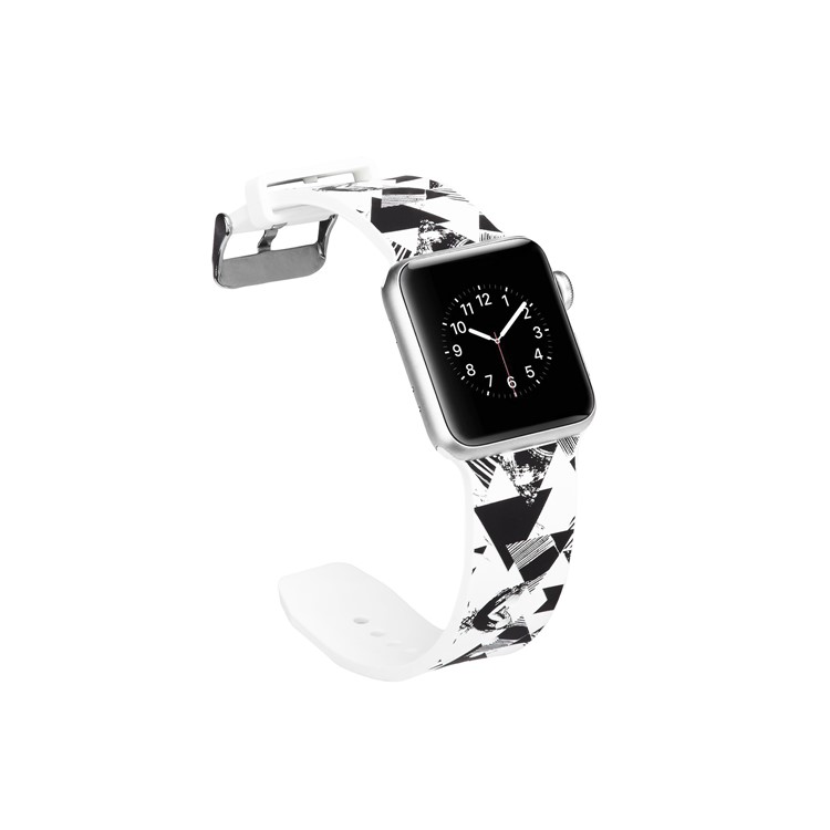 Pattern Printing Soft Silicone Watch Band for Apple Watch Series 4 44mm / Series 3 2 1 42mm - Triangle Pattern-2