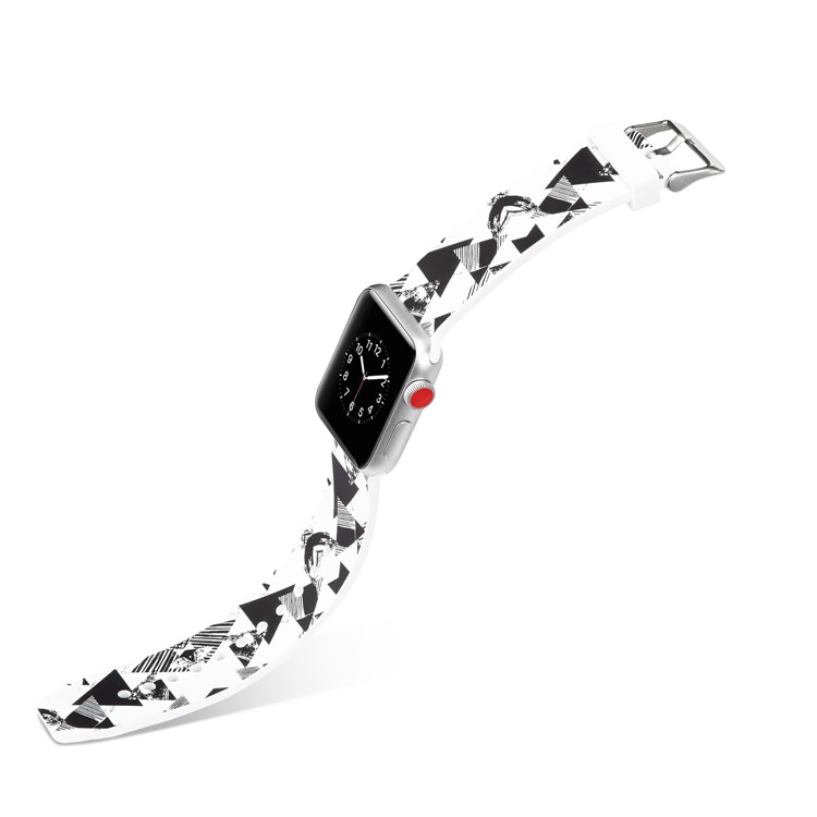 Pattern Printing Soft Silicone Watch Band for Apple Watch Series 4 44mm / Series 3 2 1 42mm - Triangle Pattern-3