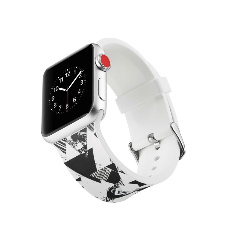 Pattern Printing Soft Silicone Watch Band for Apple Watch Series 4 44mm / Series 3 2 1 42mm - Triangle Pattern-4