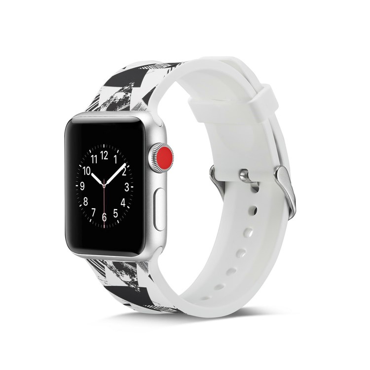 Pattern Printing Soft Silicone Watch Band for Apple Watch Series 4 44mm / Series 3 2 1 42mm - Triangle Pattern-5
