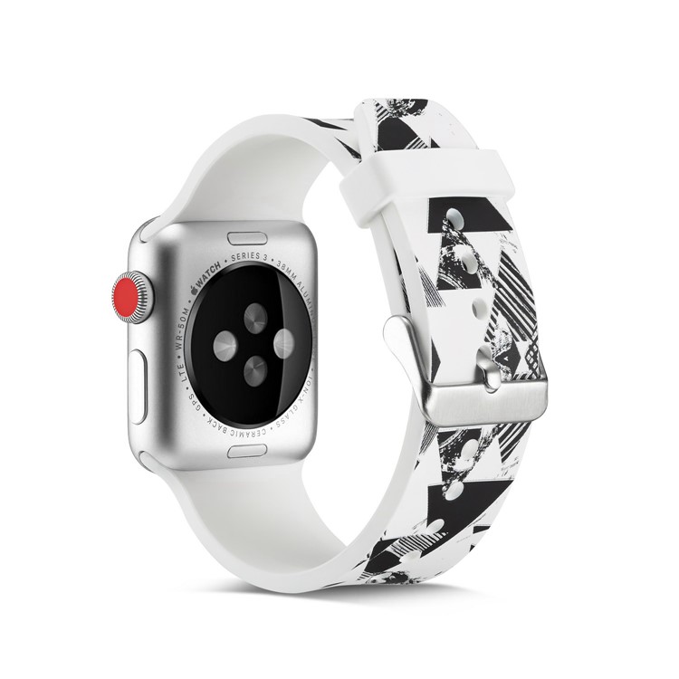 Pattern Printing Soft Silicone Watch Band for Apple Watch Series 4 44mm / Series 3 2 1 42mm - Triangle Pattern-6