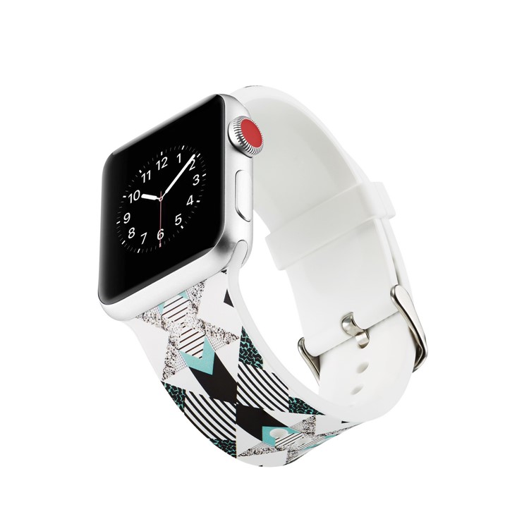 Patterned Soft Silicone Wrist Strap Part for Apple Watch Series 4 44mm / Series 3 2 1 42mm - Vertical Stripe-4