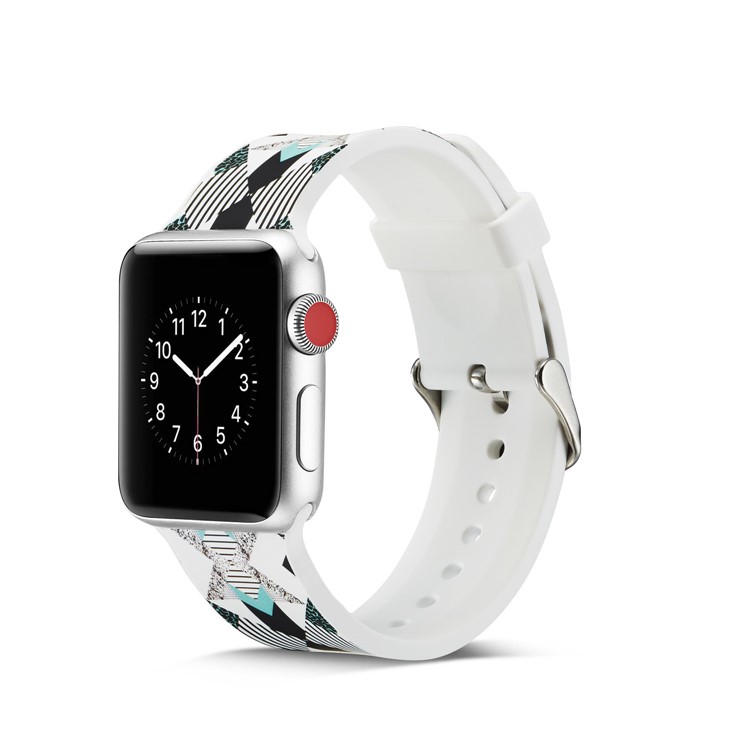 Patterned Soft Silicone Wrist Strap Part for Apple Watch Series 4 44mm / Series 3 2 1 42mm - Vertical Stripe-6