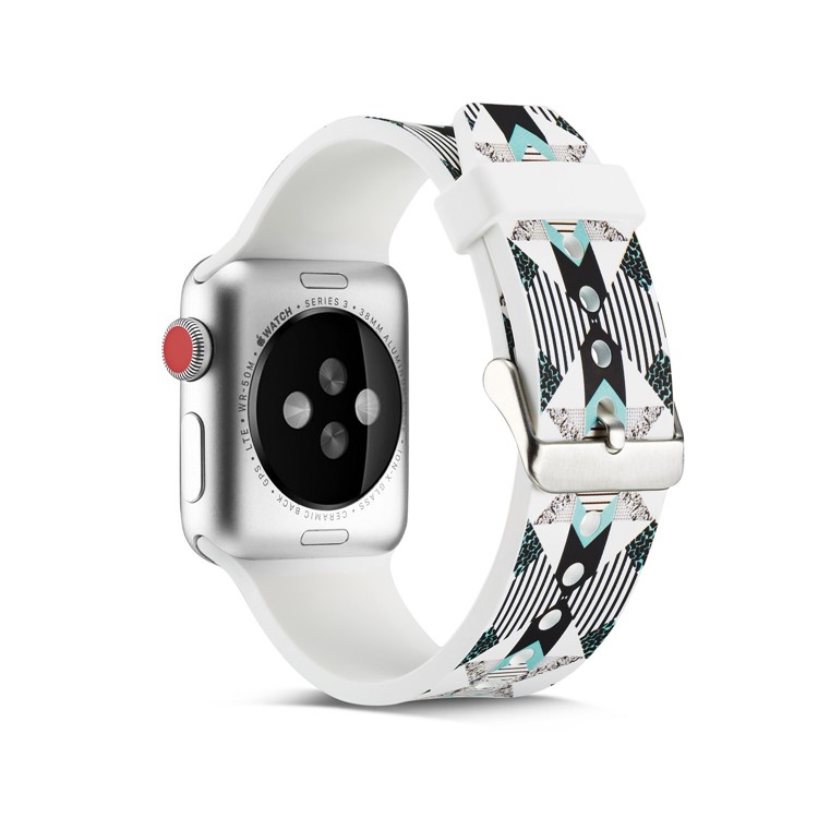 Patterned Soft Silicone Wrist Strap Part for Apple Watch Series 4 44mm / Series 3 2 1 42mm - Vertical Stripe-7