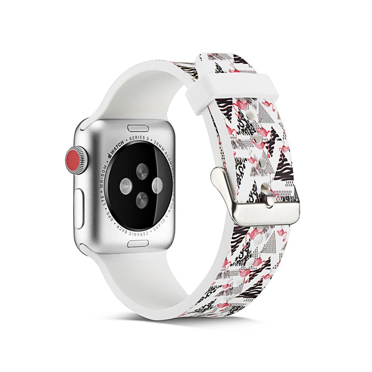 Pattern Printing Soft Silicone Watchband Wrist for Apple Watch Series 4 44mm / Series 3 2 1 42mm - Flamingo-7