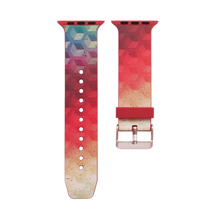 Pattern Printing Soft Silicone Wrist Strap Replace Part for Apple Watch Series 4 44mm / Series 3 2 1 42mm - Cube Pattern-1
