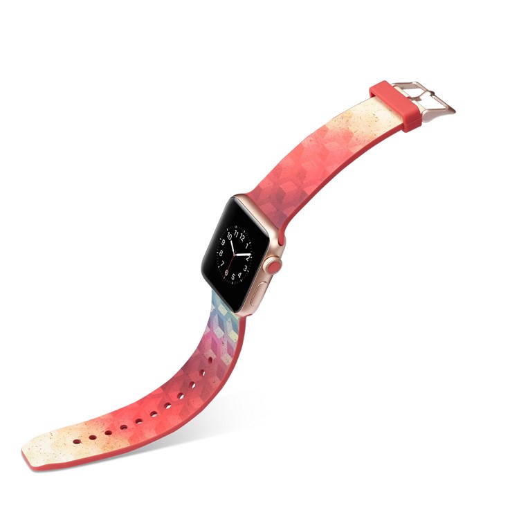 Pattern Printing Soft Silicone Wrist Strap Replace Part for Apple Watch Series 4 44mm / Series 3 2 1 42mm - Cube Pattern-3