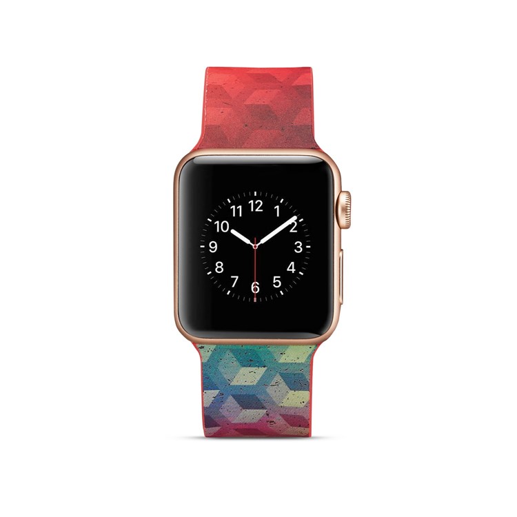 Pattern Printing Soft Silicone Wrist Strap Replace Part for Apple Watch Series 4 44mm / Series 3 2 1 42mm - Cube Pattern-5