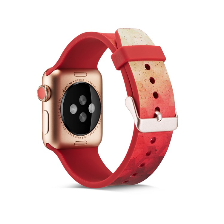 Pattern Printing Soft Silicone Wrist Strap Replace Part for Apple Watch Series 4 44mm / Series 3 2 1 42mm - Cube Pattern-7