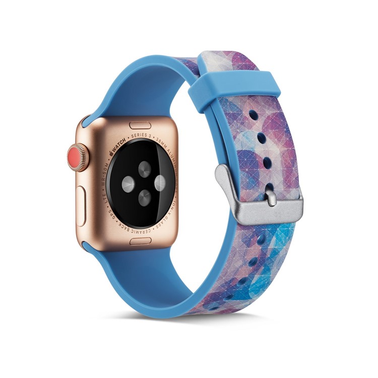 Pattern Printing Soft Silicone Wrist Watchband for Apple Watch Series 4 44mm / Series 3 2 1 42mm - Colorful Circles-7