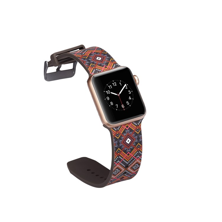 Pattern Printing Soft Silicone Wrist Strap for Apple Watch Series 4 44mm / Series 3 2 1 42mm - Unique Flowers-2
