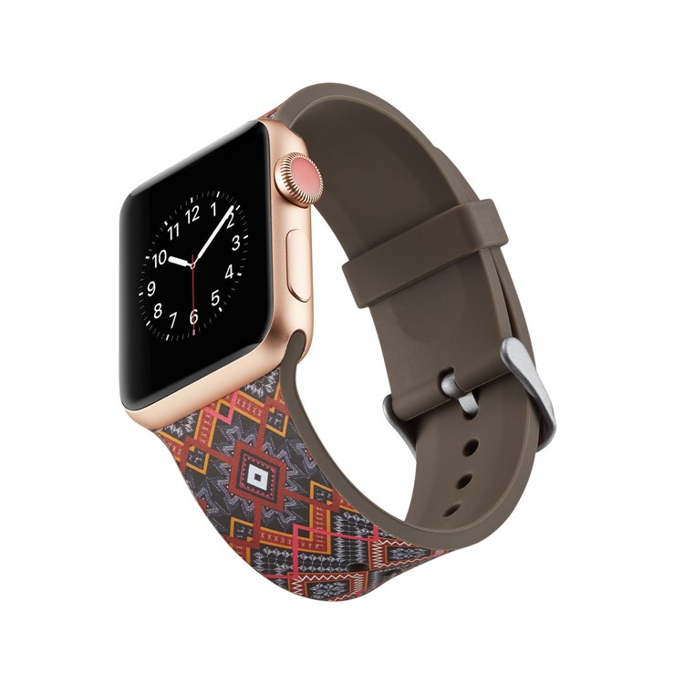 Pattern Printing Soft Silicone Wrist Strap for Apple Watch Series 4 44mm / Series 3 2 1 42mm - Unique Flowers-4