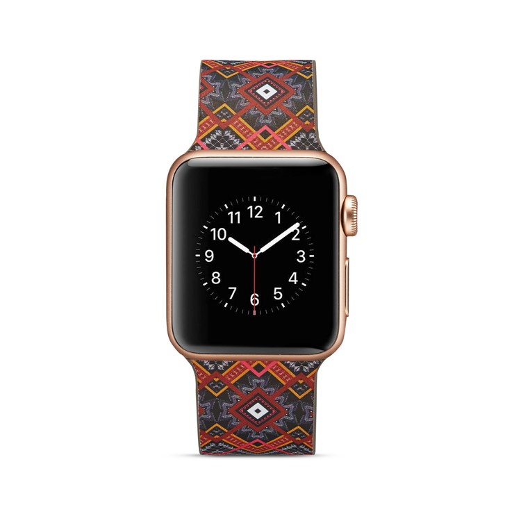 Pattern Printing Soft Silicone Wrist Strap for Apple Watch Series 4 44mm / Series 3 2 1 42mm - Unique Flowers-5
