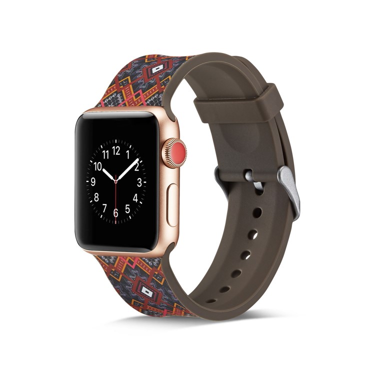Pattern Printing Soft Silicone Wrist Strap for Apple Watch Series 4 44mm / Series 3 2 1 42mm - Unique Flowers-6