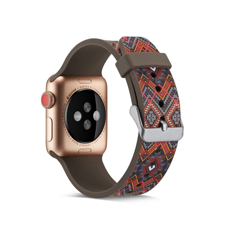 Pattern Printing Soft Silicone Wrist Strap for Apple Watch Series 4 44mm / Series 3 2 1 42mm - Unique Flowers-7