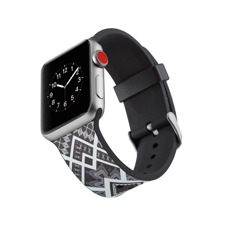 Pattern Printing Soft Silicone Wrist Strap for Apple Watch Series 4 44mm / Series 3 2 1 42mm - Quadrangle-4