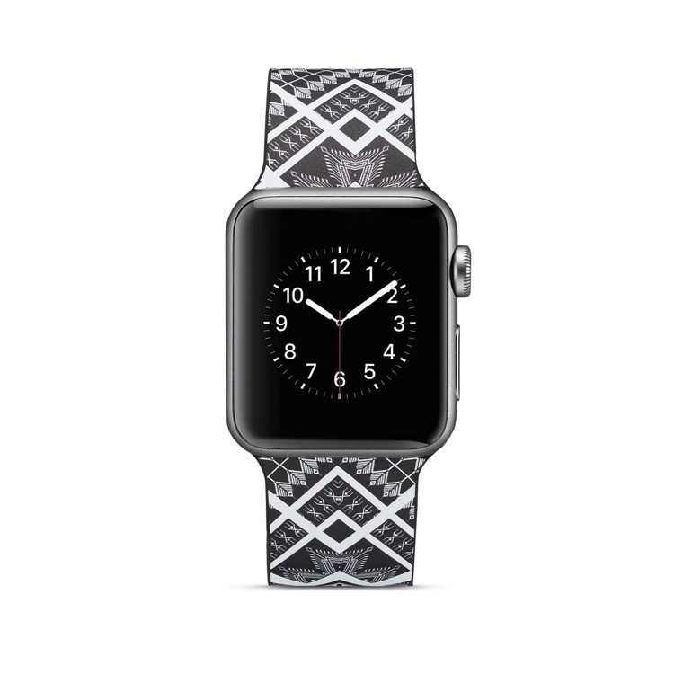 Pattern Printing Soft Silicone Wrist Strap for Apple Watch Series 4 44mm / Series 3 2 1 42mm - Quadrangle-5