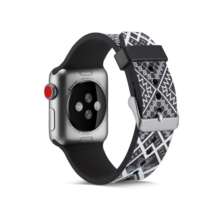 Pattern Printing Soft Silicone Wrist Strap for Apple Watch Series 4 44mm / Series 3 2 1 42mm - Quadrangle-7