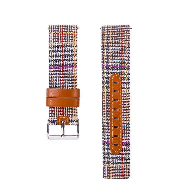 Cloth and Genuine Leather Watch Band for 22mm Smart Watch - 001-2