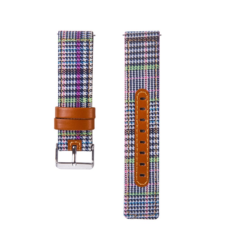 Cloth and Genuine Leather Watch Band Strap for 22mm Smart Watch - 002-2