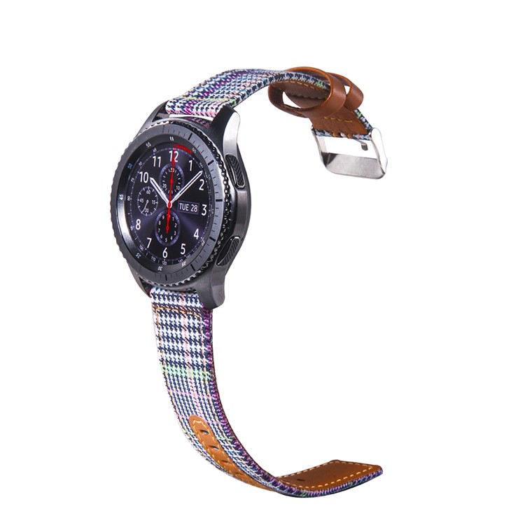 Cloth and Genuine Leather Watch Band Strap for 22mm Smart Watch - 002-3