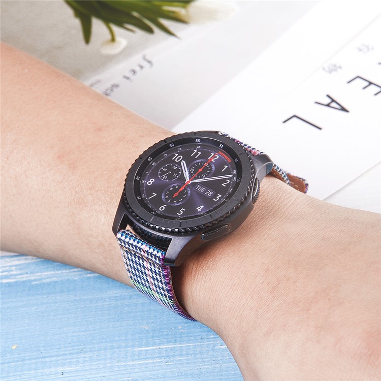 Cloth and Genuine Leather Watch Band Strap for 22mm Smart Watch - 002-4
