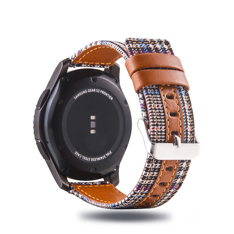 Cloth and Genuine Leather Watch Strap Band for 22mm Smart Watch - 003-1