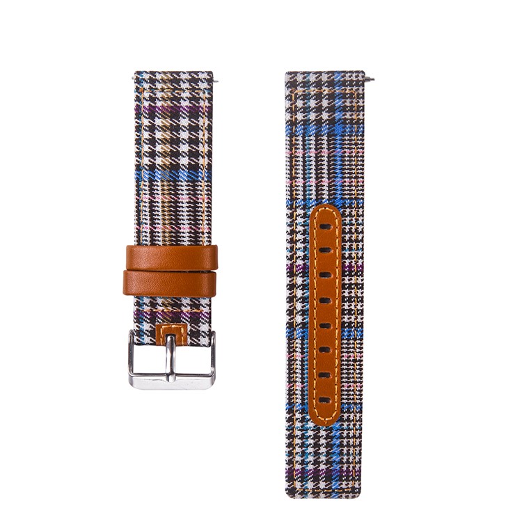 Cloth and Genuine Leather Watch Strap Band for 22mm Smart Watch - 003-2