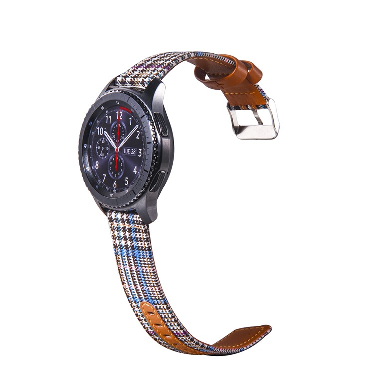 Cloth and Genuine Leather Watch Strap Band for 22mm Smart Watch - 003-3